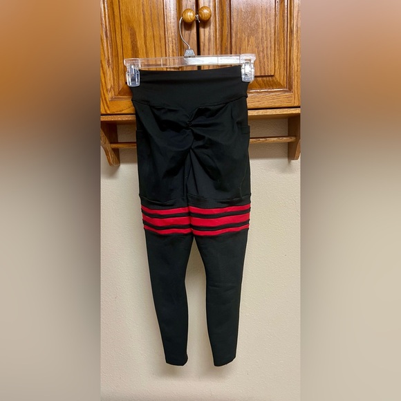 Bombshell Sportswear Scrunch Thigh Highs- Black and Red Leggings - Picture 11 of 16